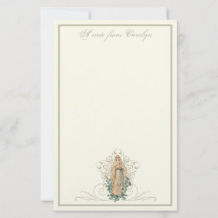 Katholieke Maagd Mary Elegant Religieuze Floral Briefpapier