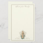 Katholieke Maagd Mary Elegant Religieuze Floral Briefpapier (Voorkant / Achterkant)