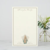 Katholieke Maagd Mary Elegant Religieuze Floral Briefpapier (Staand voorkant)