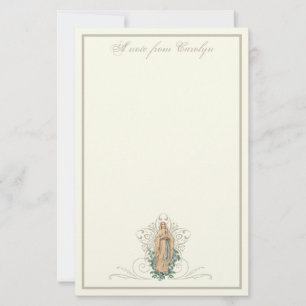 Katholieke Maagd Mary Elegant Religieuze Floral Briefpapier
