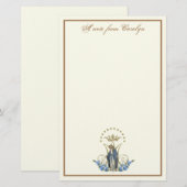 Katholieke Maagd Mary Elegant Religieuze Floral Briefpapier (Voorkant / Achterkant)