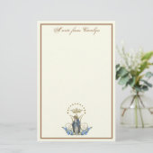 Katholieke Maagd Mary Elegant Religieuze Floral Briefpapier (Staand voorkant)