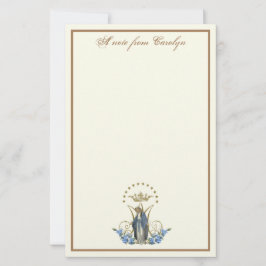Katholieke Maagd Mary Elegant Religieuze Floral Briefpapier