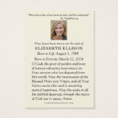 Katholieke Maagd Mary Fatima Funeral Prayer Kaart (Achterkant)