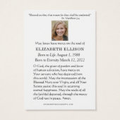 Katholieke Maagd Mary Fatima Funeral Prayer Kaart (Achterkant)