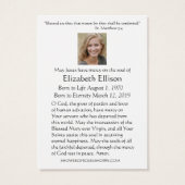 Katholieke Maagd Mary Floral Funeral Prayer Kaart (Achterkant)