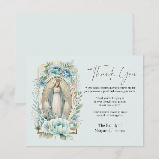 Katholieke Maagd Mary Funeral condoleances Bedankkaart (Voorkant / Achterkant)