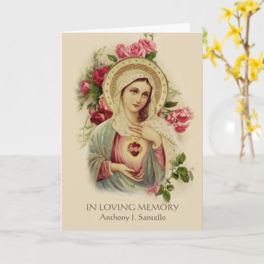 Katholieke Maagd Mary Funeral Heilige Kaart (Gele Bloem)