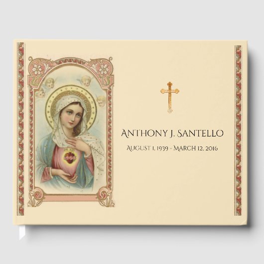 Katholieke Maagd Mary Funeral Memorial Gastenboek (Voorkant)