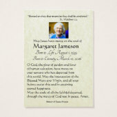 Katholieke Maagd Mary Funeral Prayer Memorial Card Visitekaartje (Achterkant)