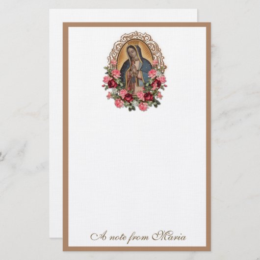 Katholieke Maagd Mary Guadalupe Rozen Briefpapier (Voorkant / Achterkant)