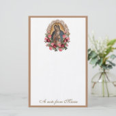 Katholieke Maagd Mary Guadalupe Rozen Briefpapier (Staand voorkant)