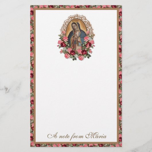 Katholieke Maagd Mary Guadalupe Rozen Stationery Briefpapier (Voorkant)