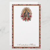 Katholieke Maagd Mary Guadalupe Rozen Stationery Briefpapier (Voorkant / Achterkant)