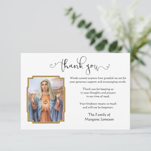 Katholieke Maagd Mary Hartelijk dank voor uw deeln Bedankkaart (Staand voorkant)