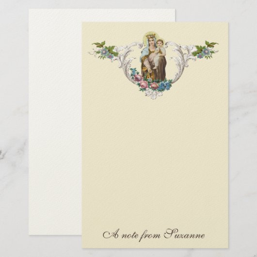 Katholieke Maagd Mary Jesus Religieuze Mount Carme Briefpapier (Voorkant / Achterkant)