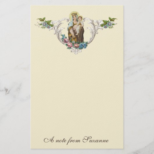 Katholieke Maagd Mary Jesus Religieuze Mount Carme Briefpapier (Voorkant)