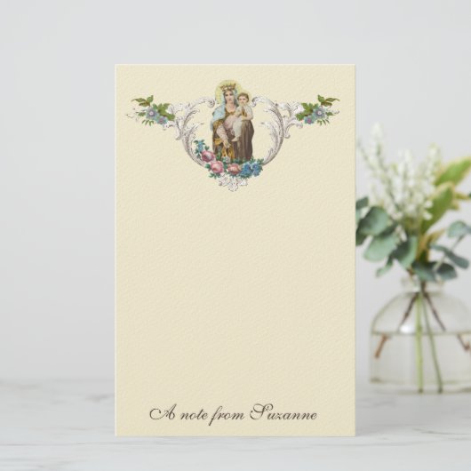 Katholieke Maagd Mary Jesus Religieuze Mount Carme Briefpapier (Staand voorkant)