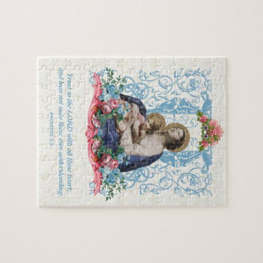 Katholieke Maagd Mary Jesus Scriptcitaat Legpuzzel (Horizontaal)