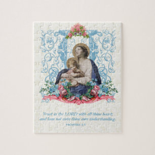 Katholieke Maagd Mary Jesus Scriptcitaat Legpuzzel