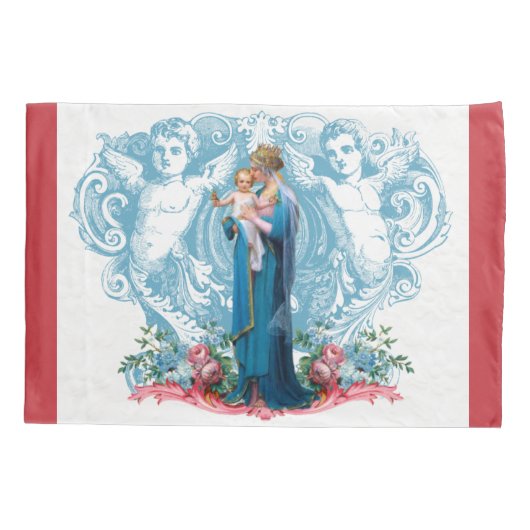 Katholieke Maagd Mary Jesus St. Joseph Religieuze Kussensloop (Achterkant-Links)