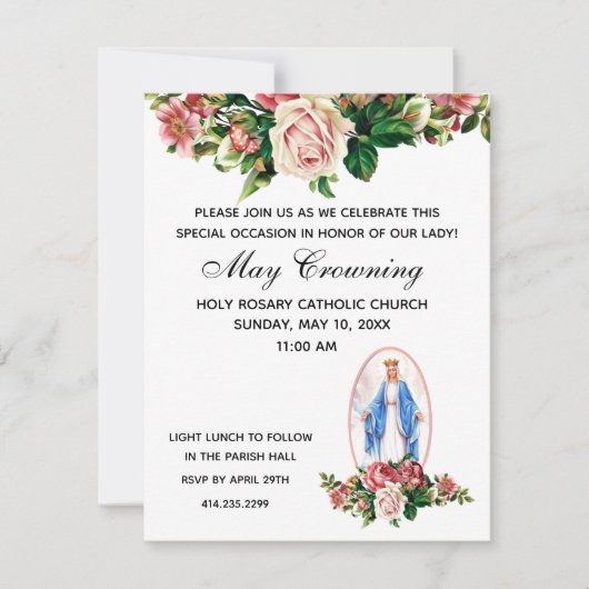 Katholieke Maagd Mary kan een religieus evenement  Kaart (Voorkant)