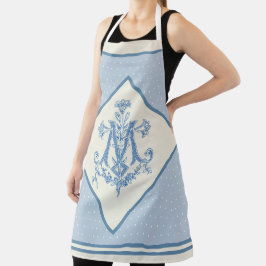 Katholieke Maagd Mary Marian Cross Blue Lilies Apr Schort