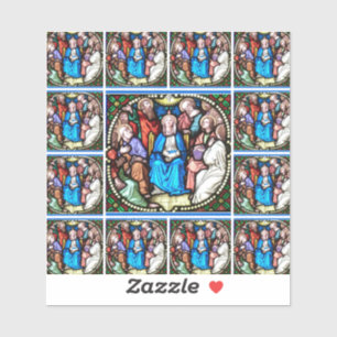 Katholieke Maagd Mary Pentecost Glas in lood Sticker