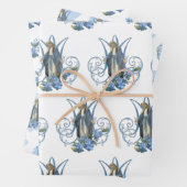 Katholieke Maagd Mary Religieuze Blauwe Floral  Inpakpapier Vel (In situ)