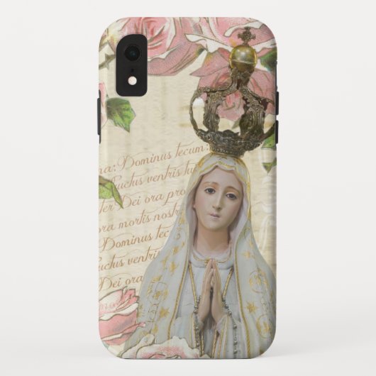 Katholieke Maagd Mary Religieuze Fatima Floral Case-Mate iPhone Case (Achterkant)