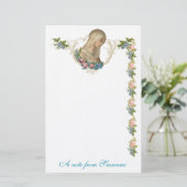 Katholieke Maagd Mary Religieuze Floral Briefpapier (Staand voorkant)