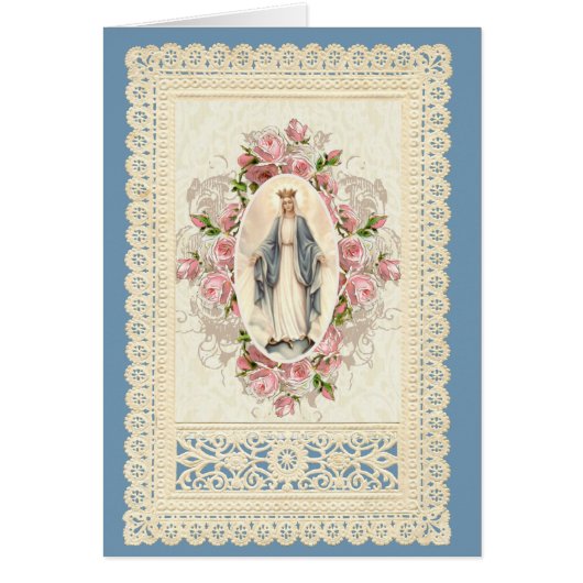 Katholieke Maagd Mary Religieuze Floral Lace (Voorkant)