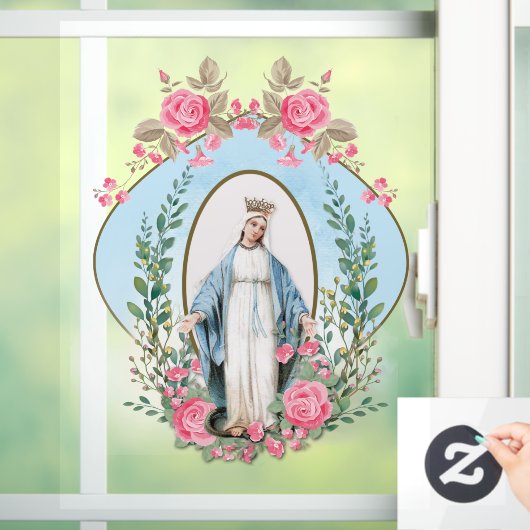 Katholieke Maagd Mary Religieuze Rozen Raamsticker (Huis)