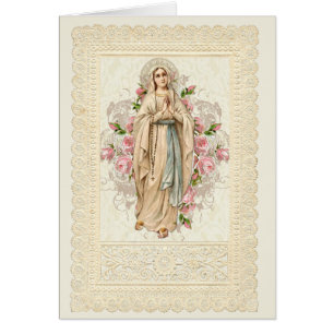 Katholieke Maagd Mary Rosary Floral Lace