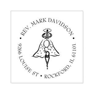 Katholieke Maagd Mary Rosary Religieuze Adres Rubberstempel