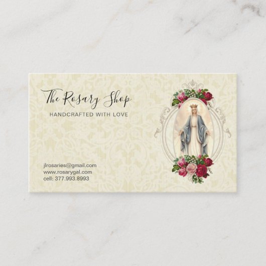Katholieke Maagd Mary  Roze Rozen Visitekaartje (Voorkant)