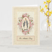 Katholieke Maagd Mary Rozen Moederdag Kaart (Gele Bloem)