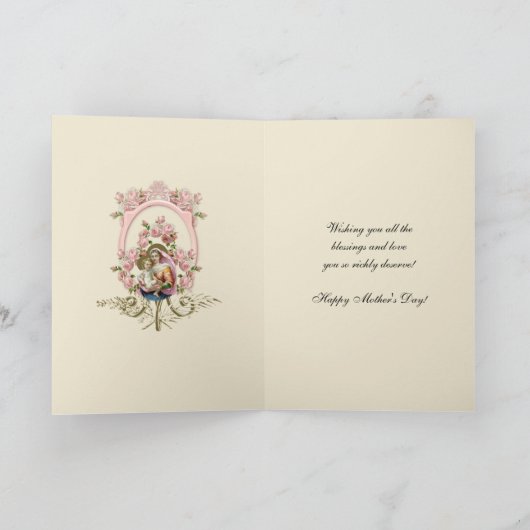Katholieke Maagd Mary Rozen Moederdag Kaart (Binnen)