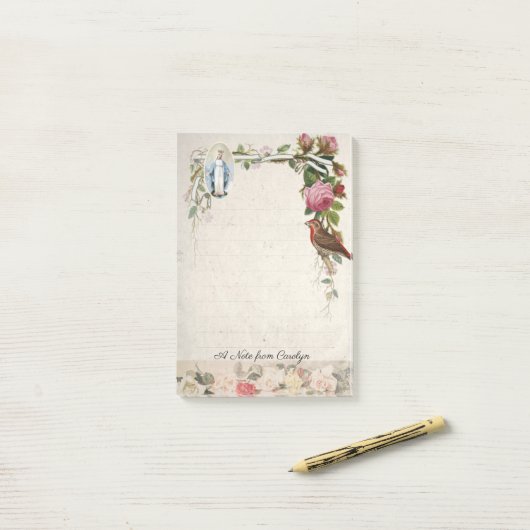 Katholieke Maagd Mary Rozen Religie Post-it® Notes (Op bureau)