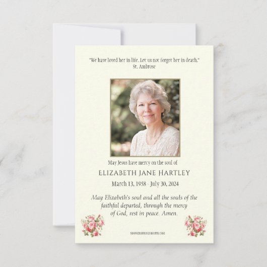 Katholieke Maagd Mary Sympathie Funeral Bedankkaart (Voorkant)