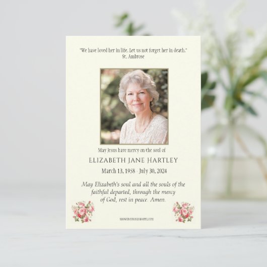 Katholieke Maagd Mary Sympathie Funeral Bedankkaart (Staand voorkant)