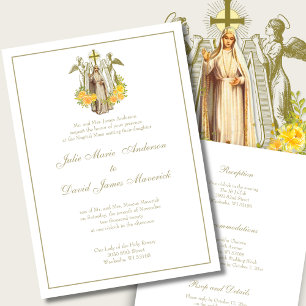 Katholieke Maagd Mary Yellow Floral Wedding Kaart