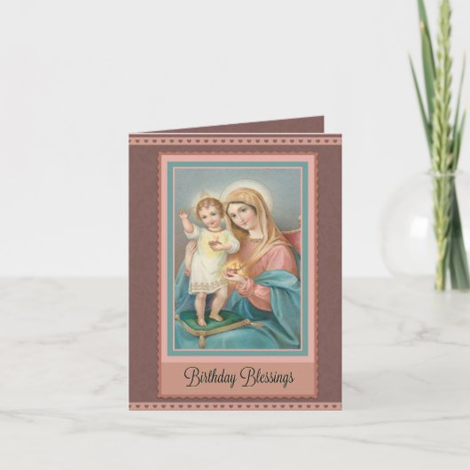 Katholieke Maagdelijke Mary Jesus Birthday Note Kaart (Voorkant)