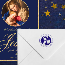Katholieke Madonna en Child Blue Retouradres Zelfinktende Stempel