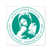 Katholieke Madonna en het Groene Adres van de Teru Zelfinktende Stempel (Design)