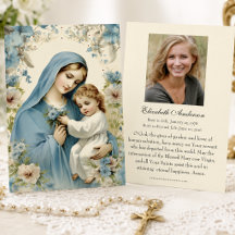 Katholieke Madonna en Kind rouwkaart