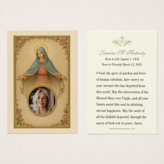 Katholieke Maria Begrafenis Gebed Memorial Kaart (Voorkant /achterkant)