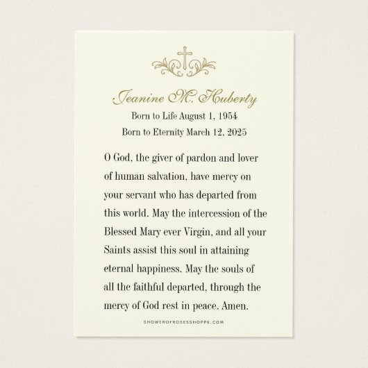 Katholieke Maria Begrafenis Gebed Memorial Kaart (Achterkant)