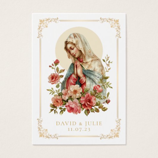Katholieke Maria Bloemen Bruiloft Gebed Kaart (Voorkant)