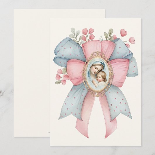 Katholieke Maria en Jezus Bloemen Roze Blauw (Voorkant / Achterkant)